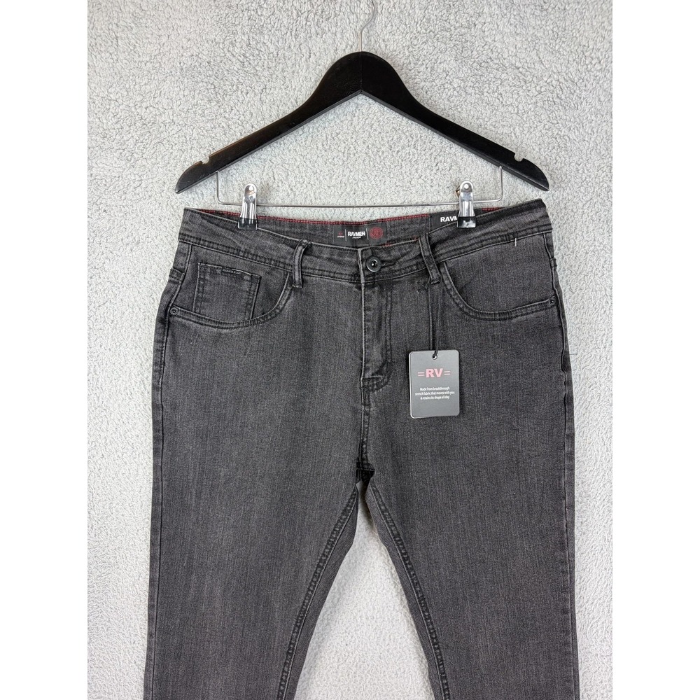 Ravmen Jeans Mens 34x32 Gray Charcoal Wash Skinny Fit Stretch Denim Pants Men